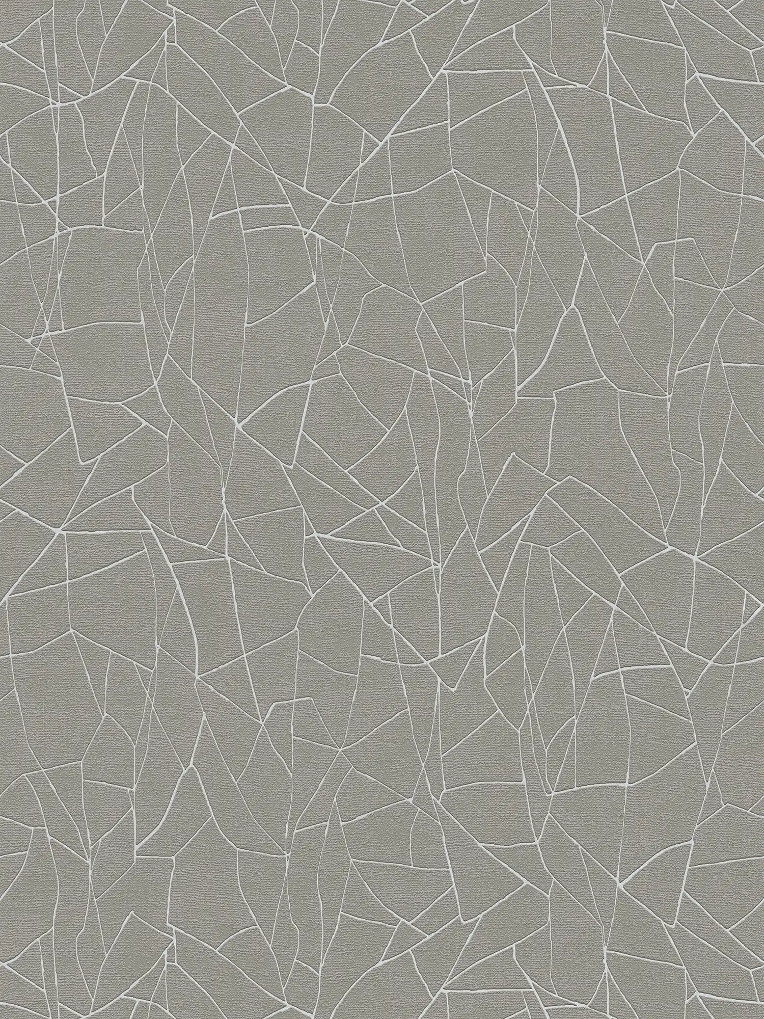Grafische 3D Vliestapete mit Naturmuster – Grau, Weiß

