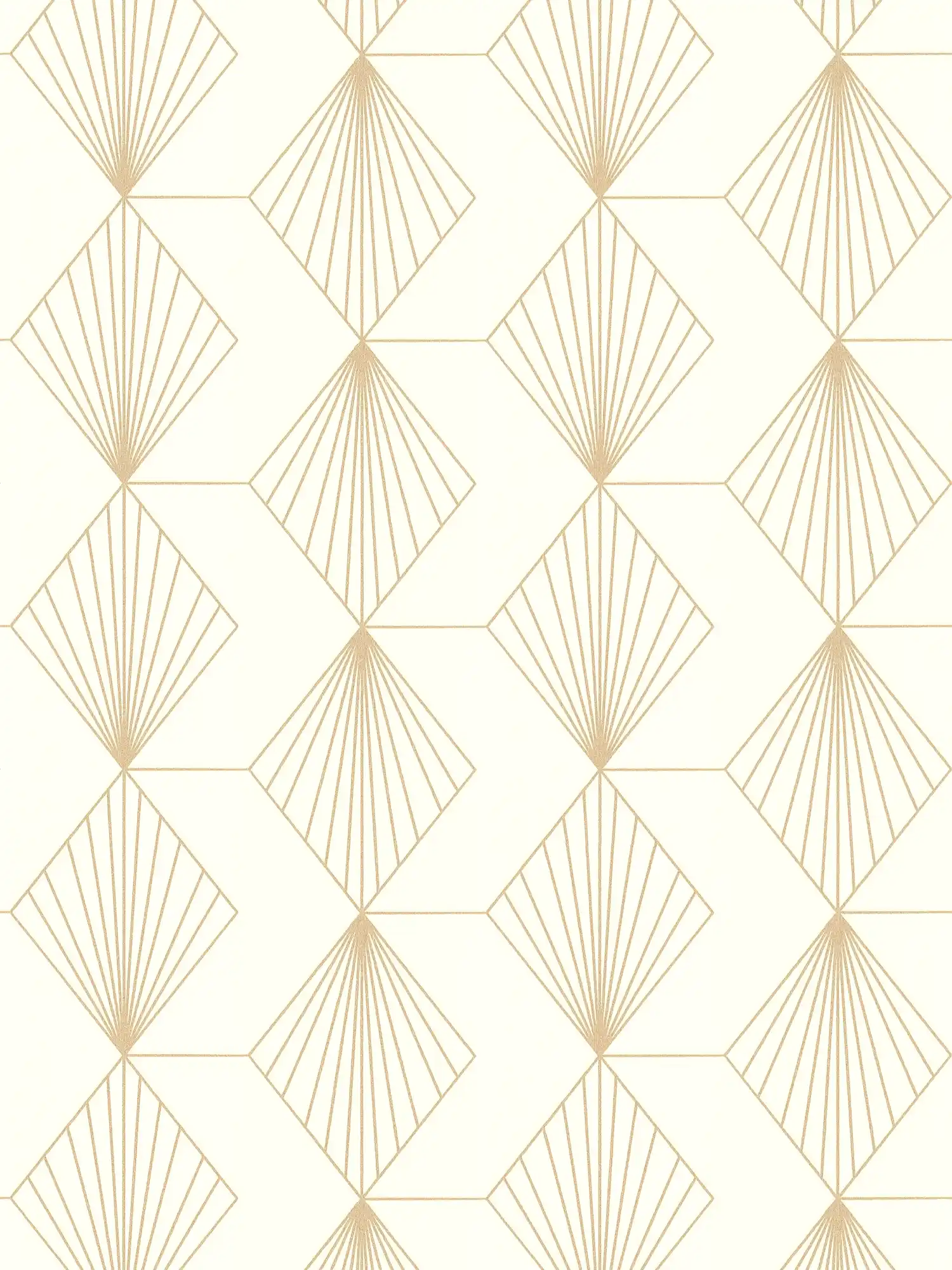         Grafische Vliestapete im glamourösem Art Deco Design – Weiß, Gold
    