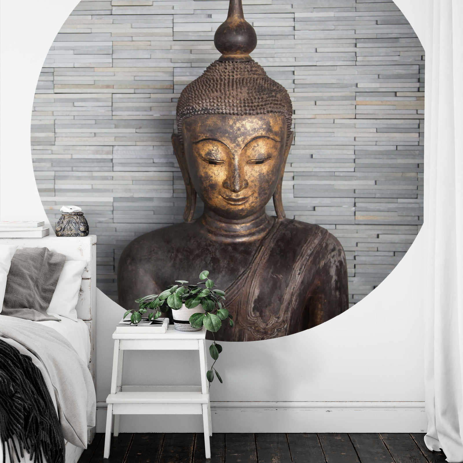             Thailändischer Buddha Fototapete – Braun, Grau
        