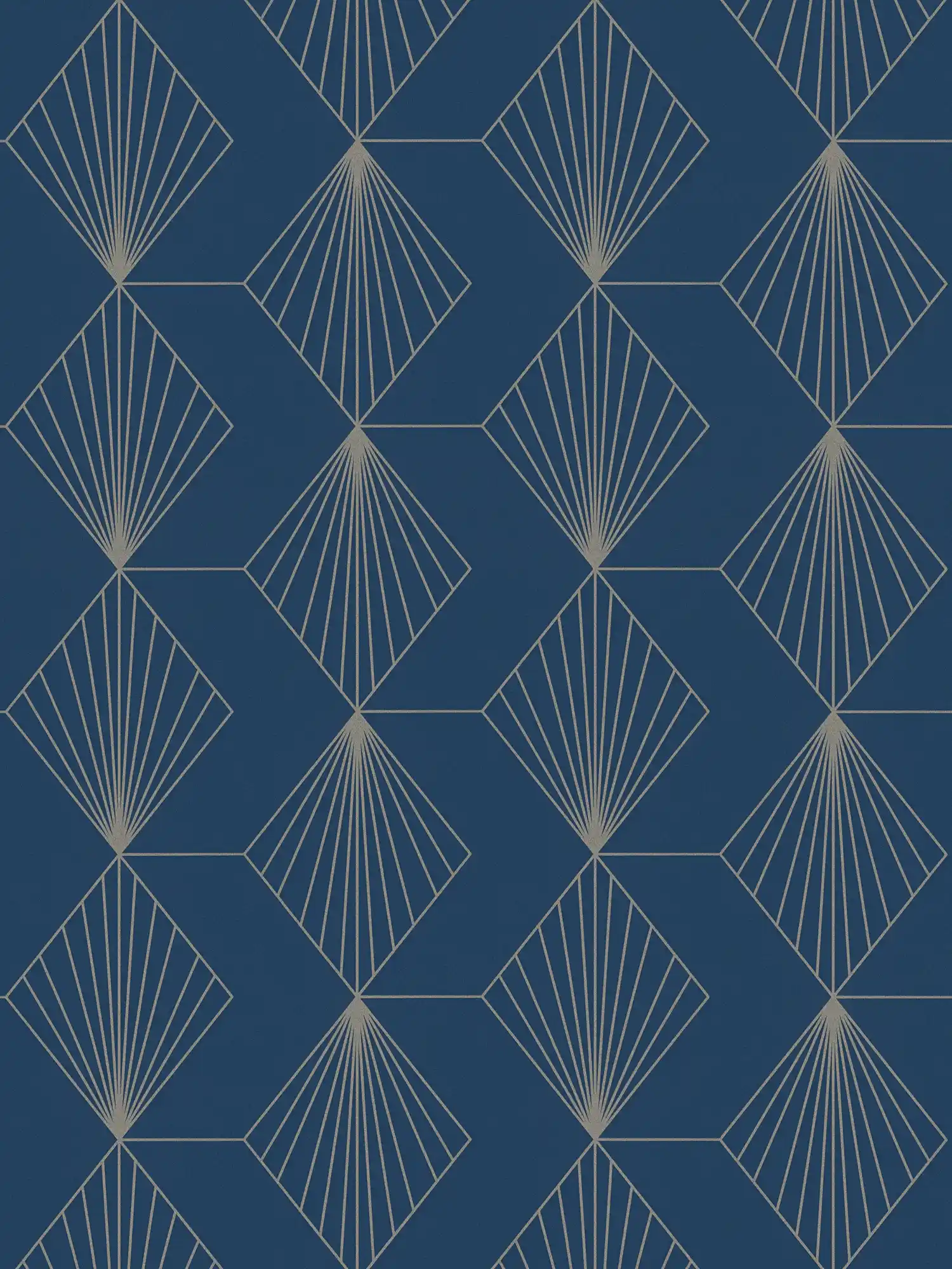 Design Vliestapete mit grafischem Muster im Art Deco Stil – Blau, Gold

