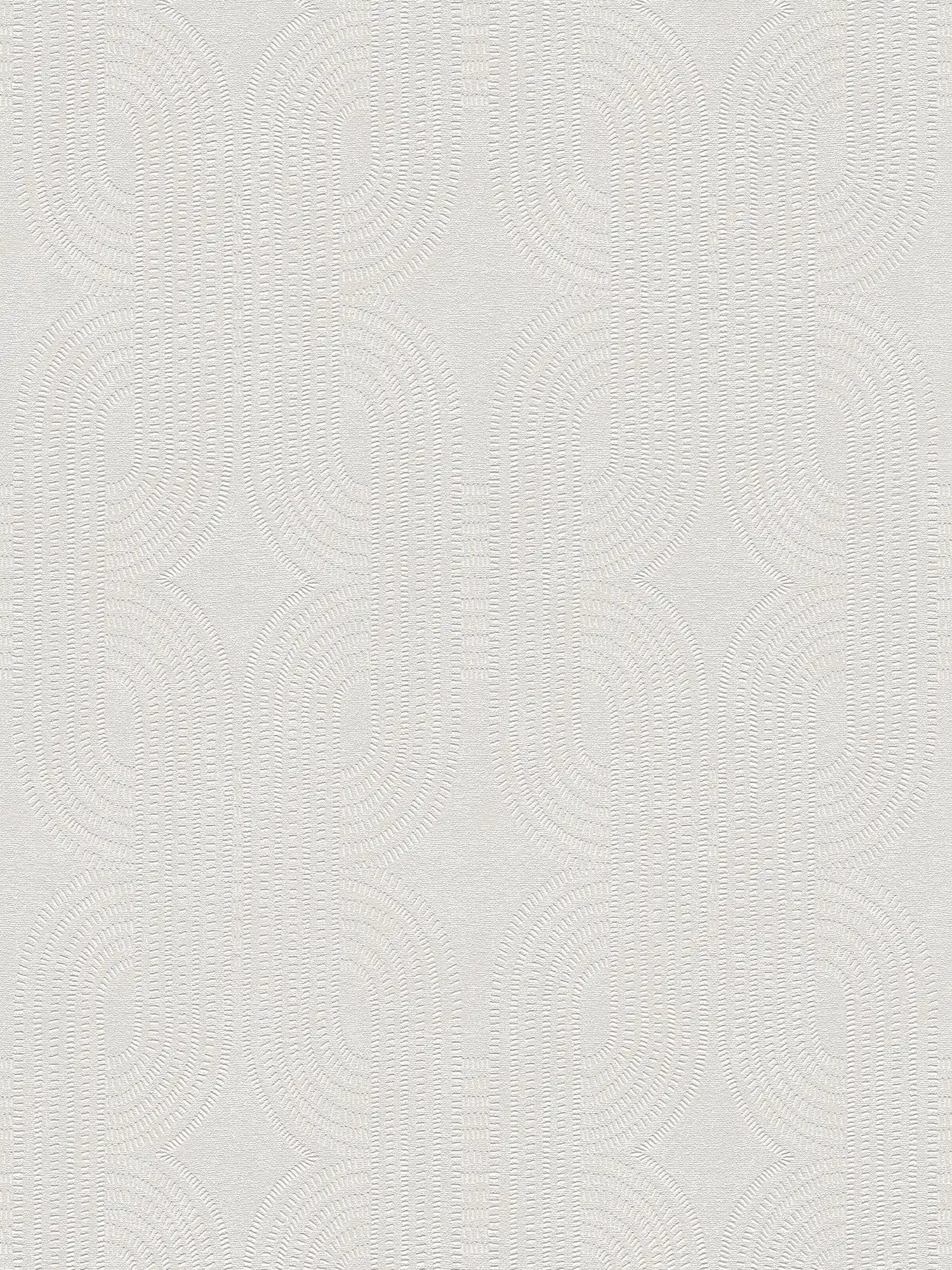 Grafische Retro Vliestapete – Weiß, Grau
