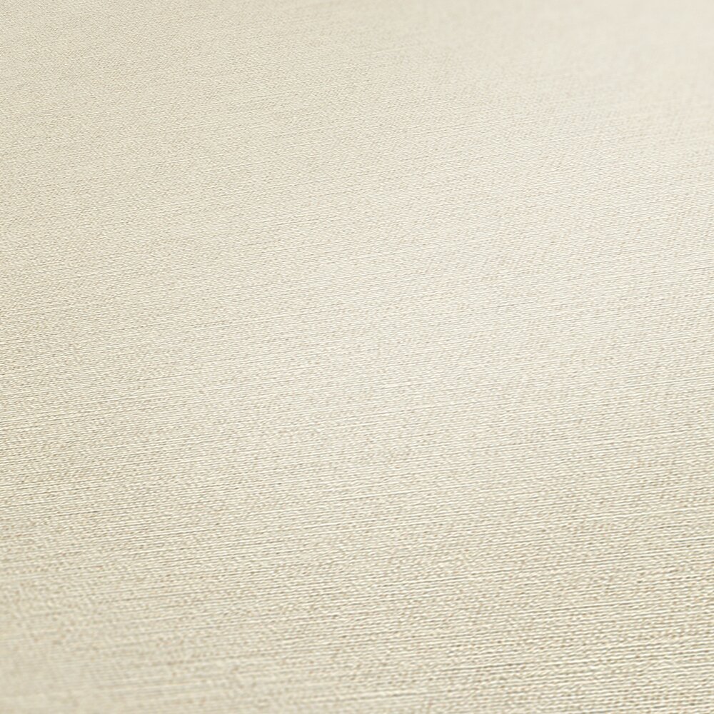             Creme Beige Vliestapete meliert mit Textilstruktur
        