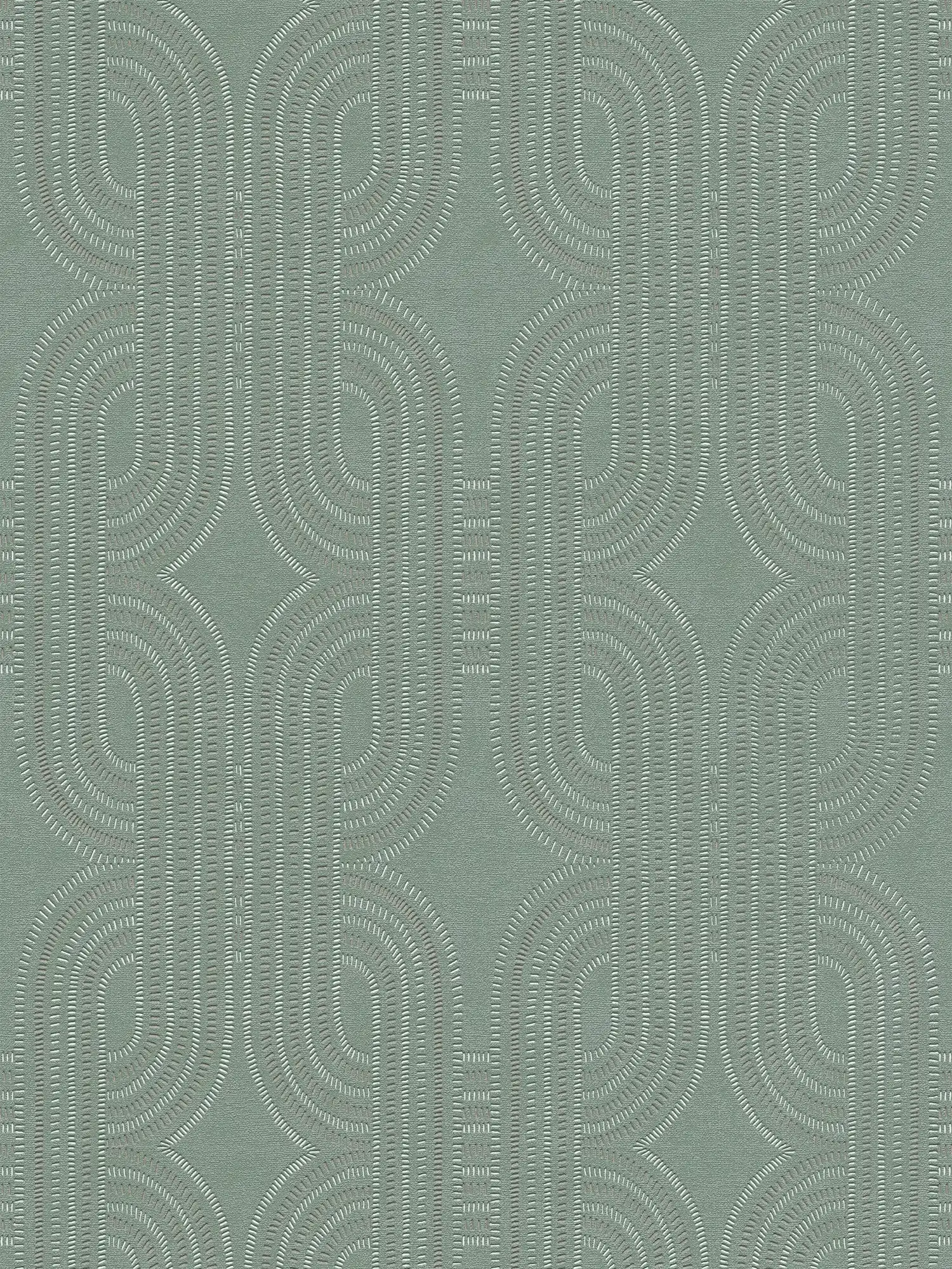         Retro Vliestapete mit grafischem Muster – Blau, Grün, Braun
    