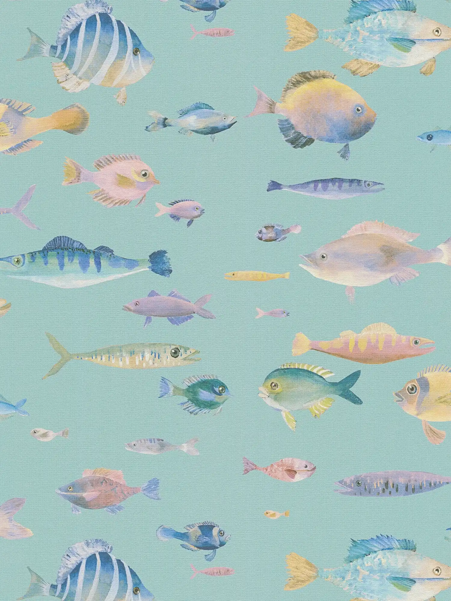 Vliestapete Unterwasserwelt mit Fischen – Blau, Bunt, Violett
