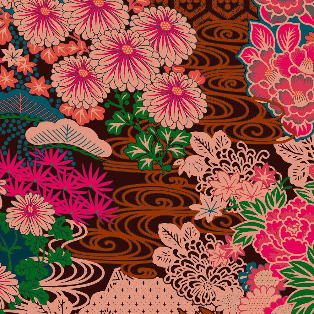             Fototapete »kimo 1« - Abstraktes Blüten-Artwork – Rosa, Blau | Glattes, leicht glänzendes Premiumvlies
        
