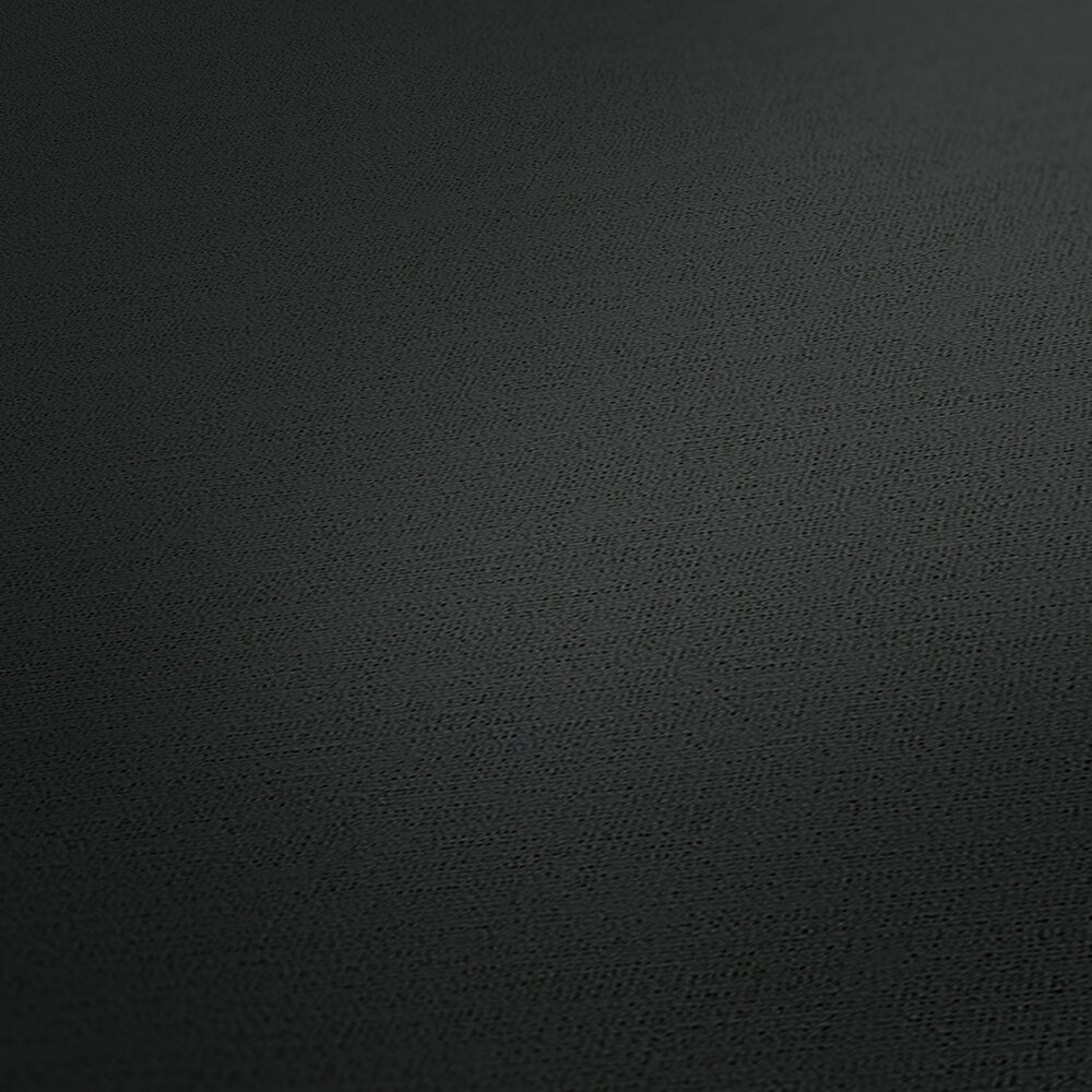             Schwarze Tapete einfarbig mit textiler Prägestruktur
        