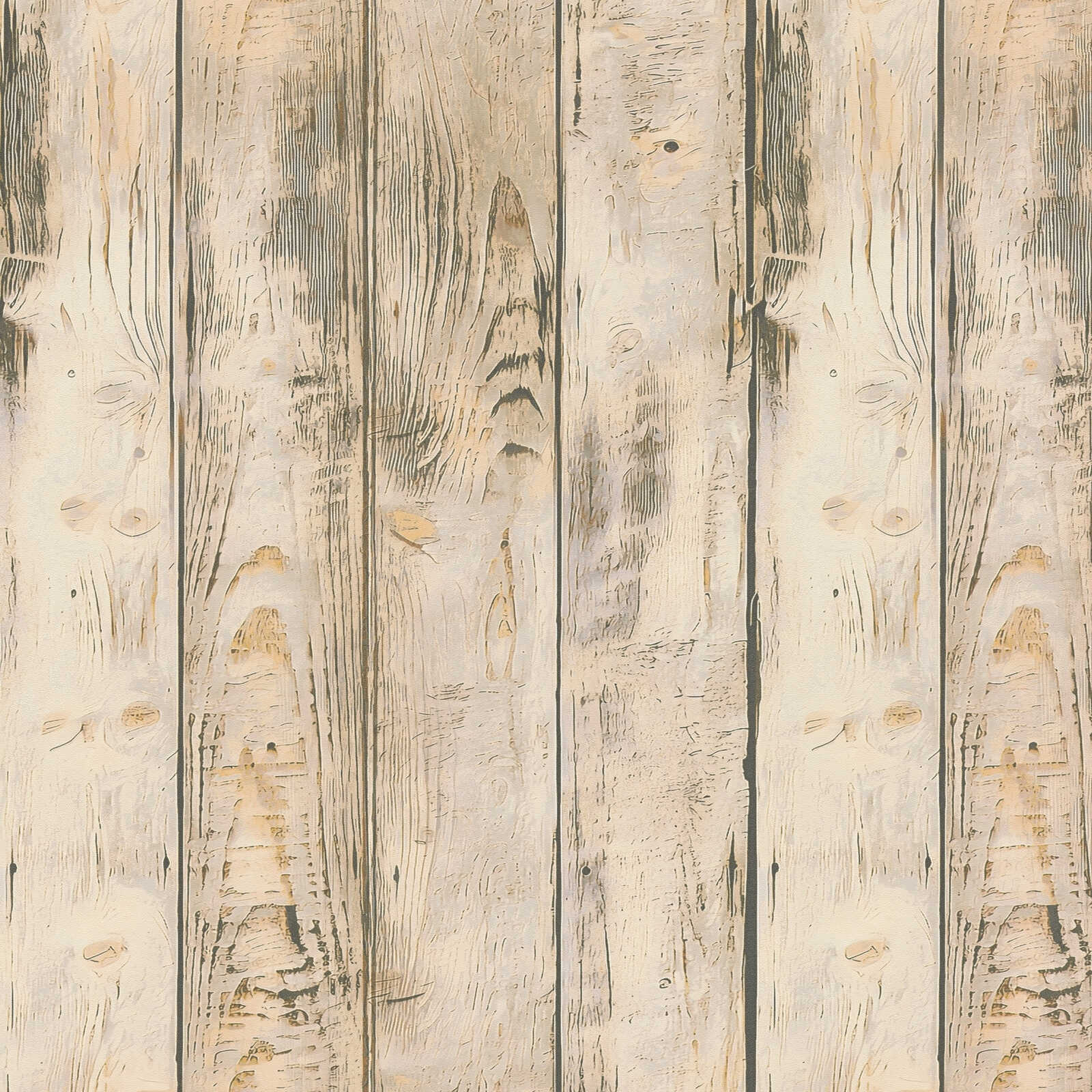         Rustikale 3D Holzplanken Vliestapete im Vintage Landhausstil – Beige, Braun
    