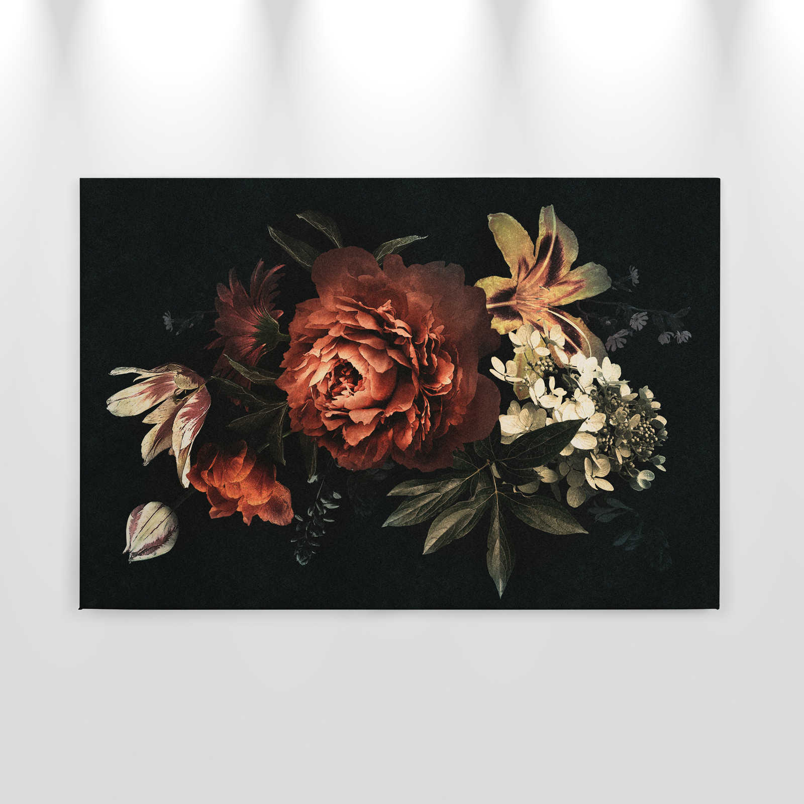 Drama Queen 1 - Blumenstrauß Leinwandbild • dunkle Hintergrund • Pappe  Struktur | DD120487