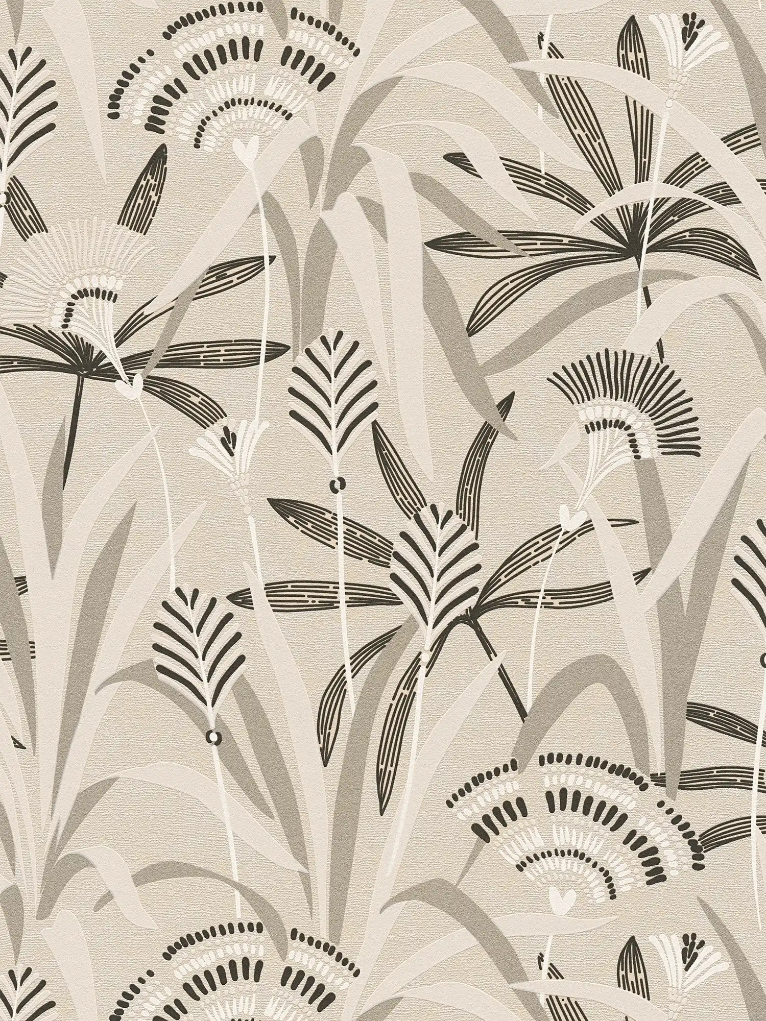 Vliestapete Blumenmotiv im Retrodesign – Schwarz, Weiß, Grau
