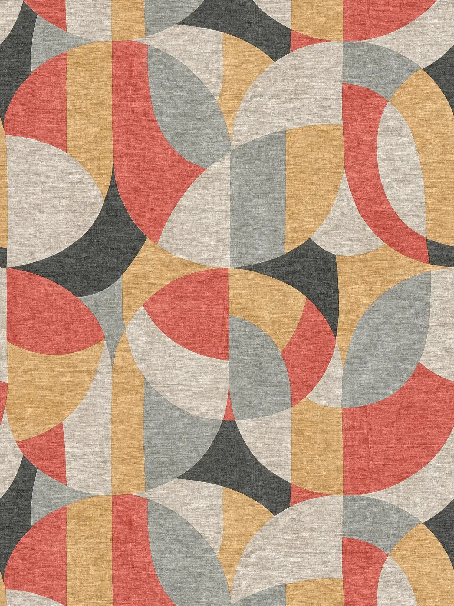 3D Vliestapete im geometrischen Bauhaus-Stil – Grau, Beige, Rot
