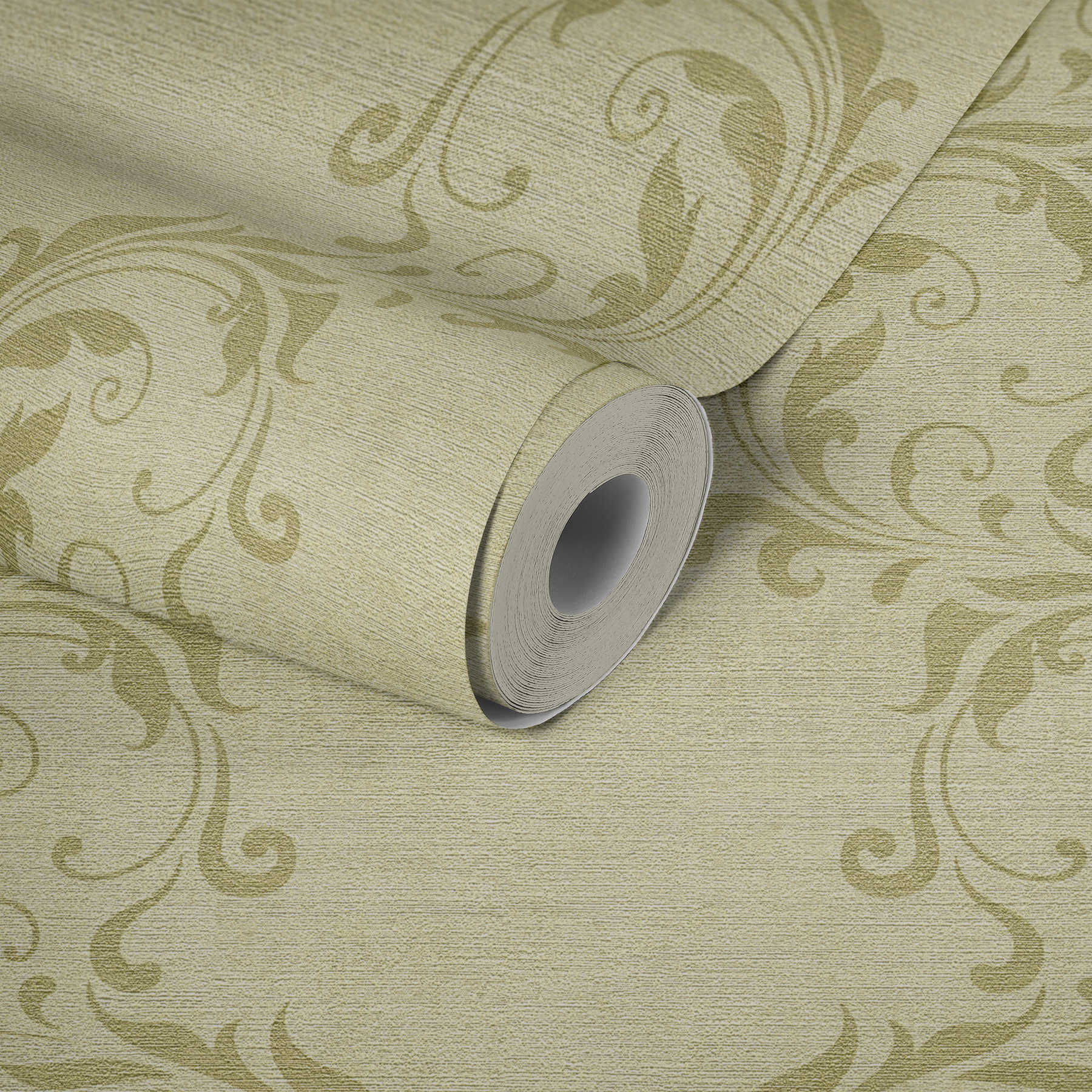             Tapete mit Barock Ranken Muster & Struktureffekt – Beige, Metallic
        