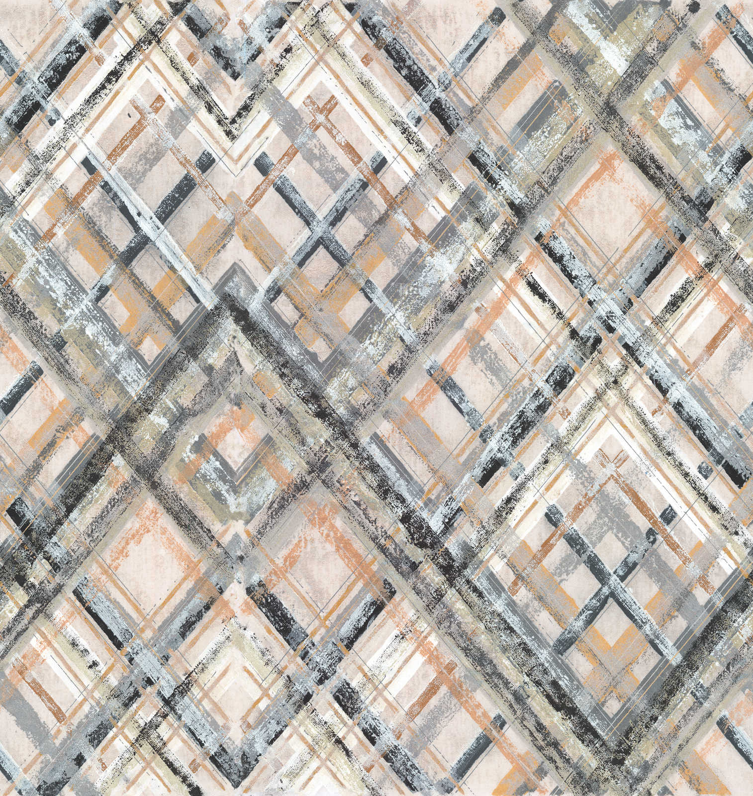             Abstrakte Vliestapete mit geometrischem Muster – Grau, Beige, Blaugrau
        