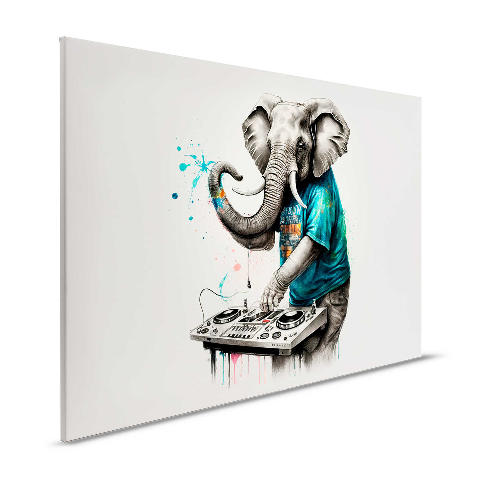 KI-Leinwandbild »elephant dj« – 120 cm x 80 cm
