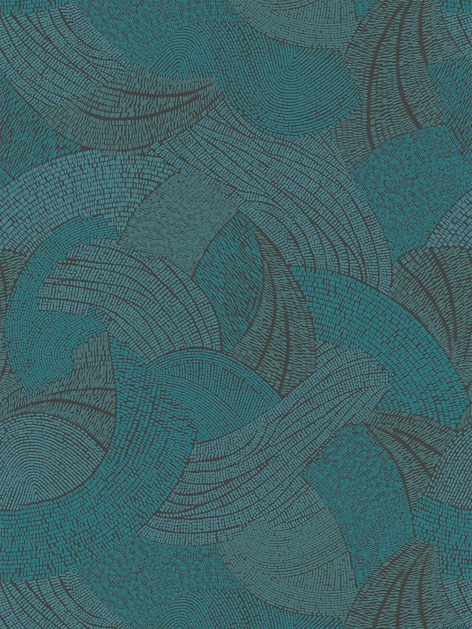 Vliestapete mit abstraktem Wellenmuster – Blau, Grün, Schwarz

