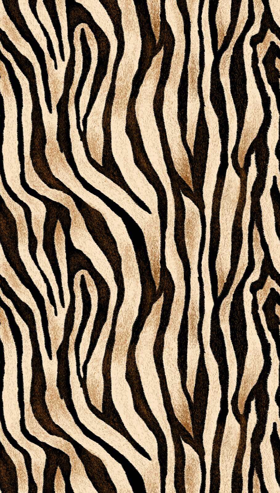             Exotische Vliestapete mit wilden Zebrastreifen und einer großflächigen Musterwiederholung – Beige, Schwarz, Braun
        