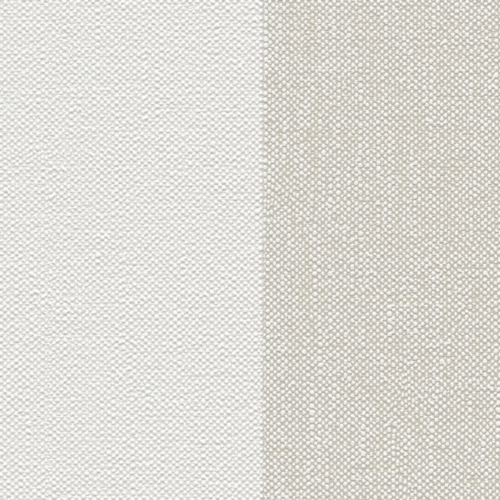             Vliestapete mit Textilstruktur und Blockstreifen – Braun, Beige, Creme
        