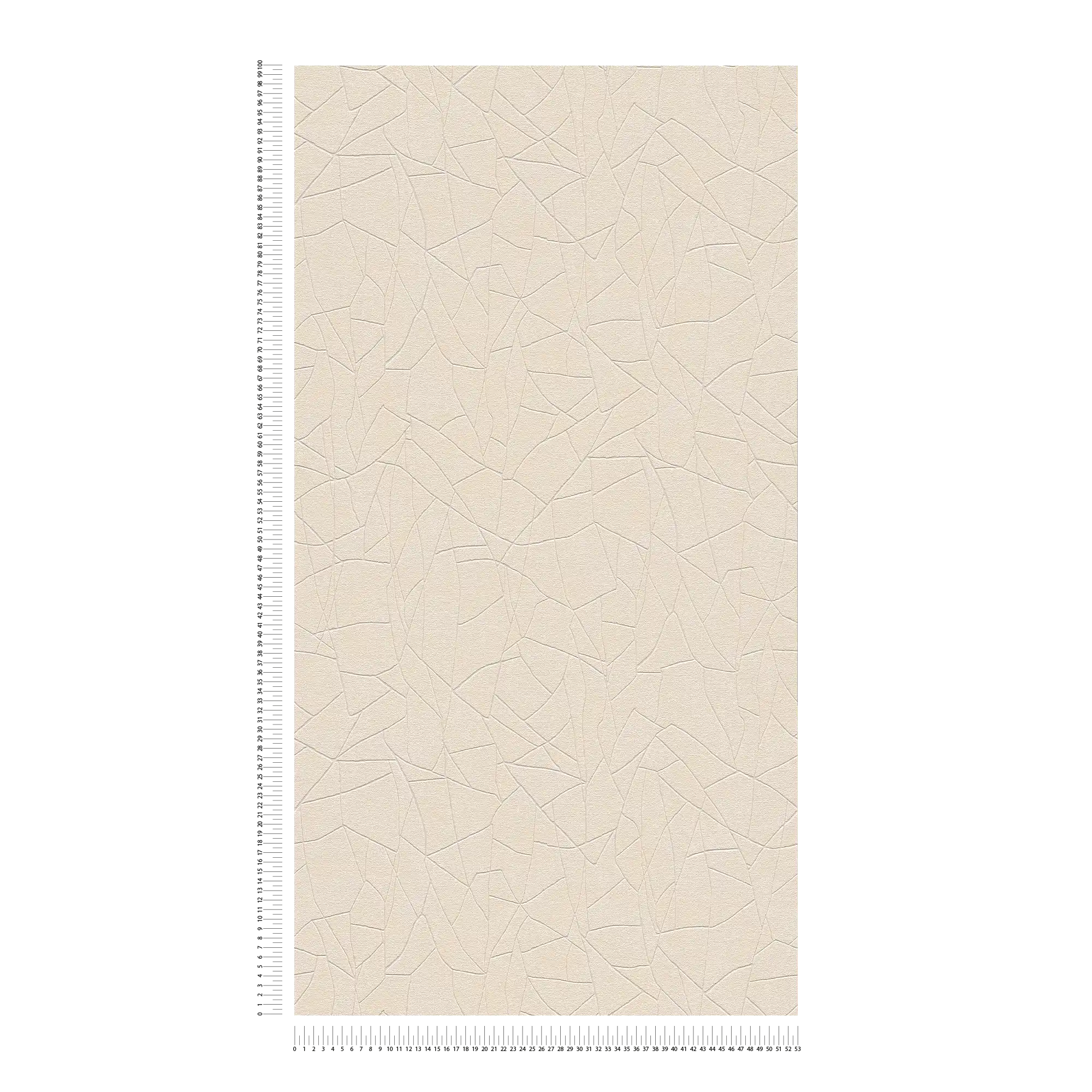             Vliestapete mit grafischem 3D Naturmotiv – Beige, Creme, Weiß
        