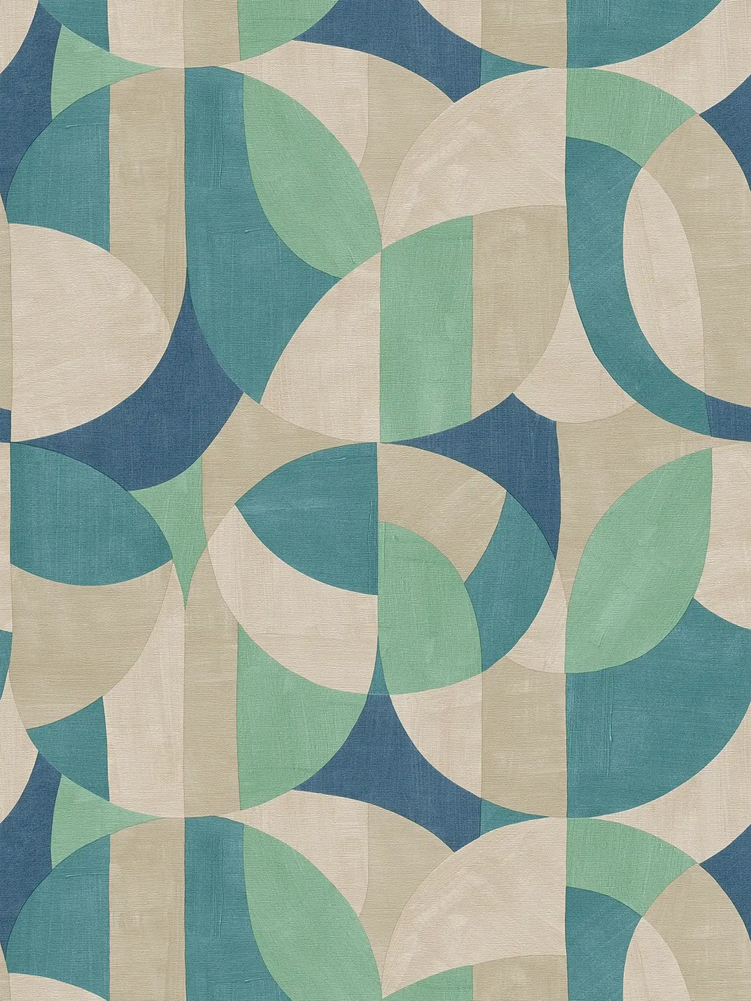         Grafische Vliestapete im Bauhaus-Design – Creme, Beige, Blau
    