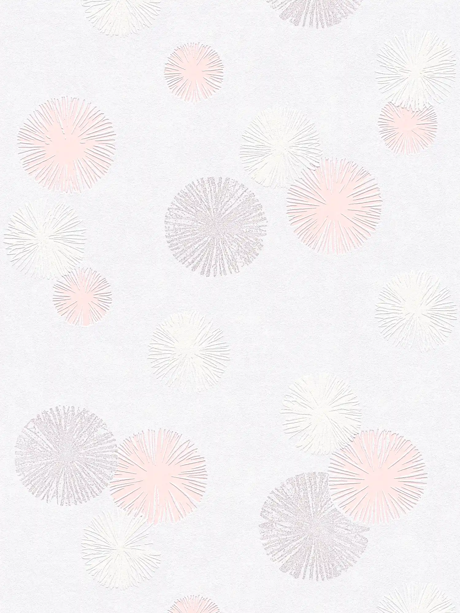 Strukturtapete mit grafischem Muster – Creme, Metallic, Rosa
