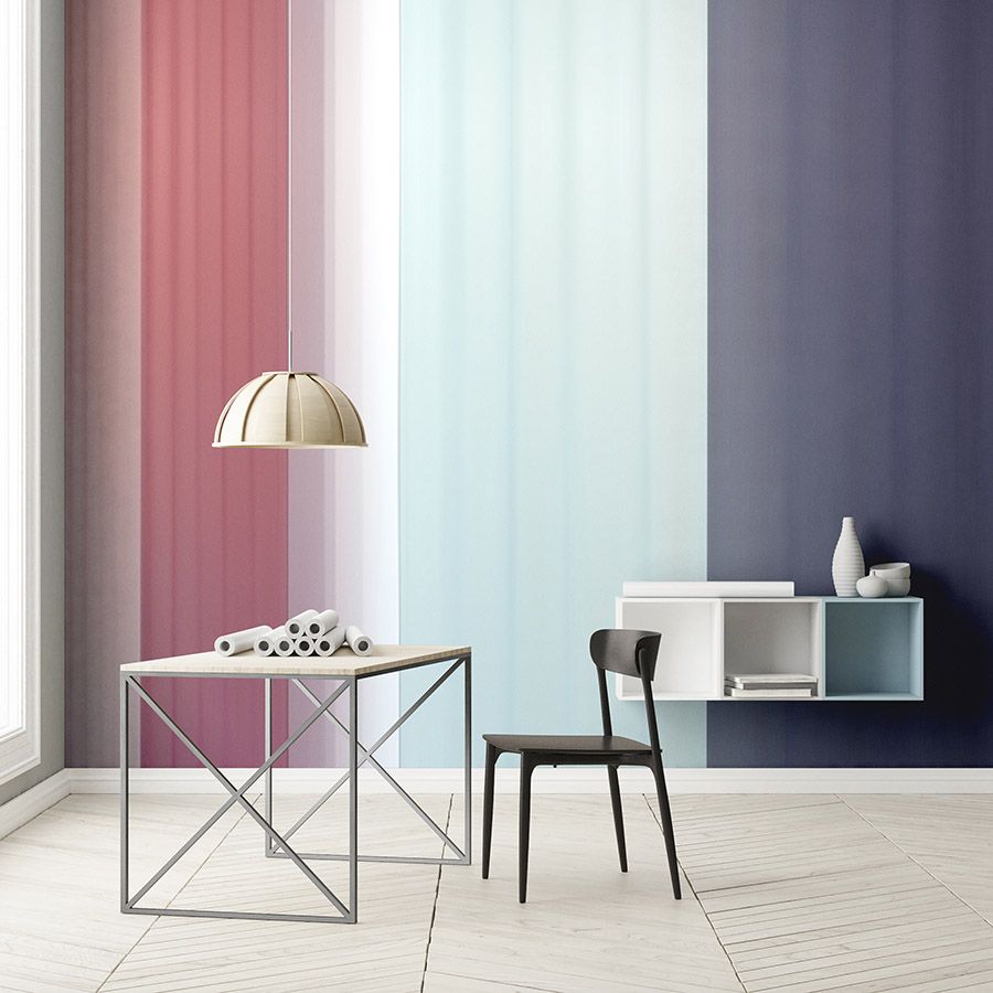 Fototapete »co-colores 2« - Farbverlauf mit Streifen – Pink, Hellblau Dunkelblau | Glattes, leicht glänzendes Premiumvlies
