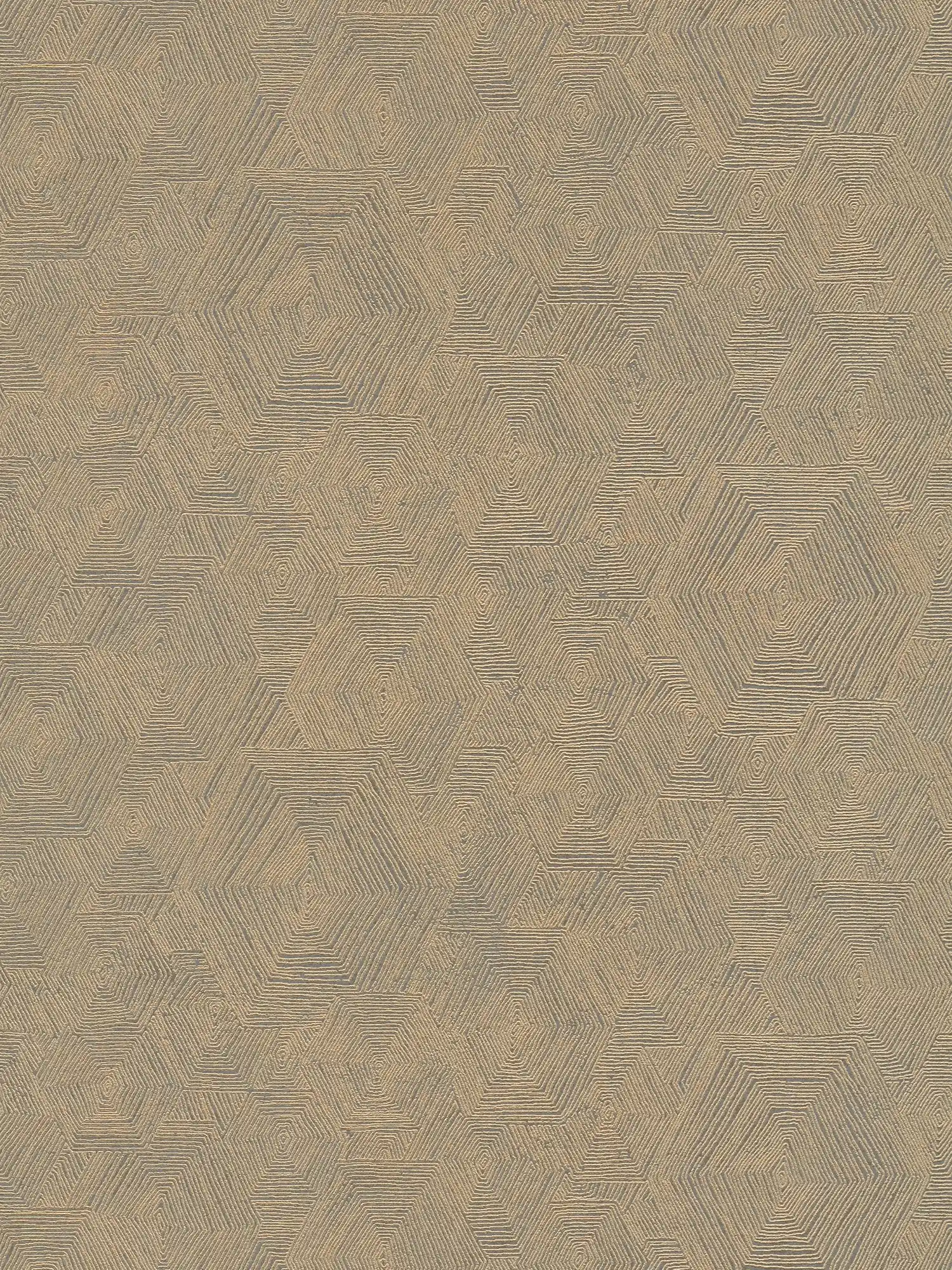 Melierte Tapete mit Grafik Struktur im Ethno Look – Braun, Metallic
